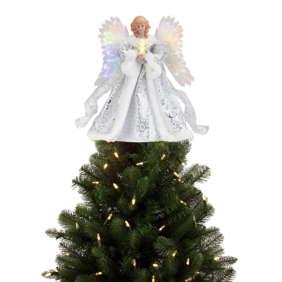 Mr. Christmas Decoration 12" Fiber Optic Animated Tree Topper-White Angel 000XL185