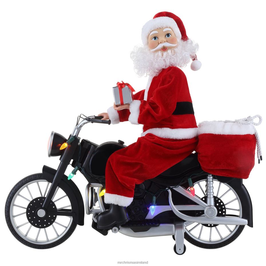 Mr. Christmas Decoration 20" Animated Motorcycling Santa-White 000XL210