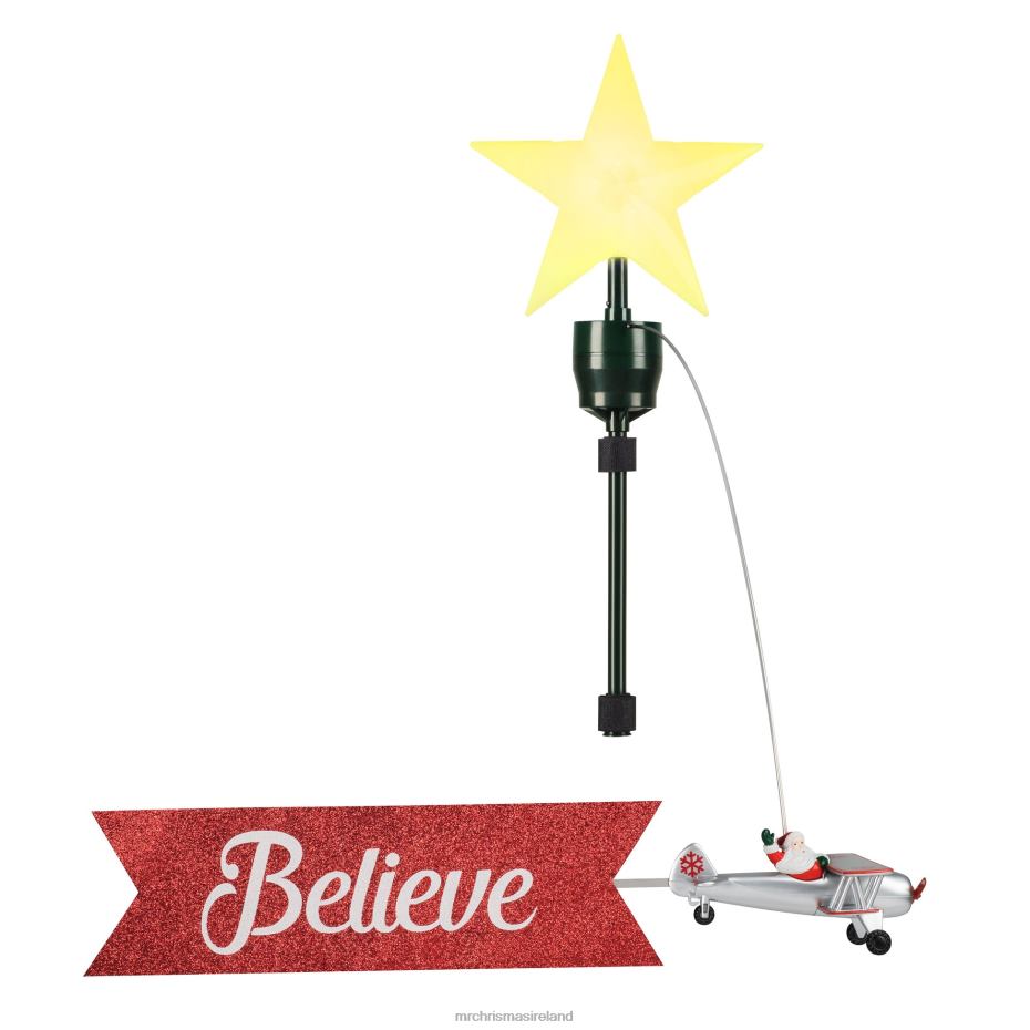 Mr. Christmas Decoration Animated Biplane Tree Topper with Banner-White Santa 000XL190