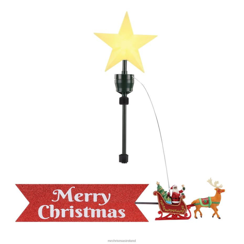 Mr. Christmas Decoration Animated Sleigh Tree Topper with Banner-Black Santa 000XL187
