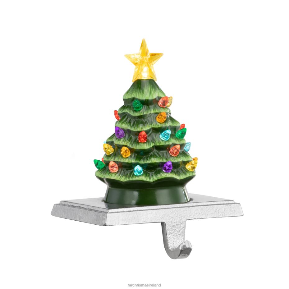 Mr. Christmas Decoration 5" Illuminated Ceramic Stocking Hanger-Green Tree 000XL215
