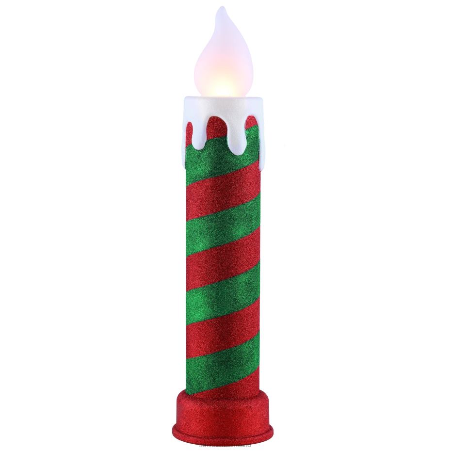 Mr. Christmas Decoration 24" Glittery Blow Mold Candle-Red & Green 000XL252