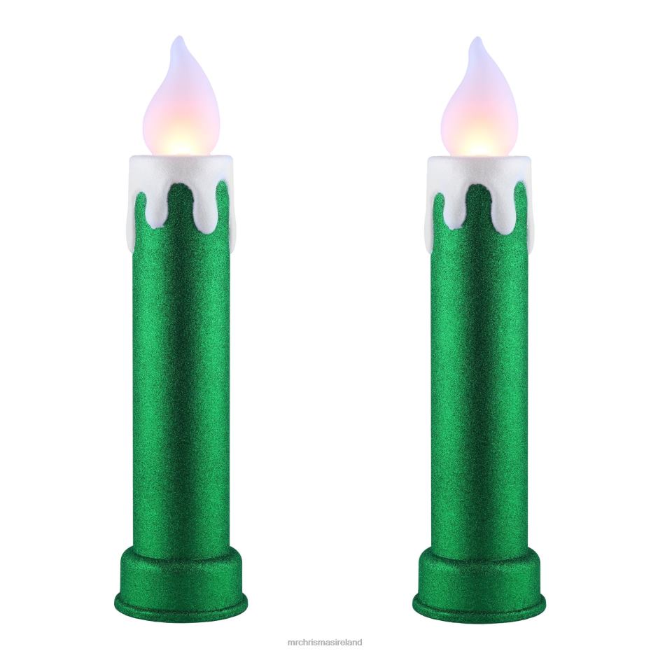 Mr. Christmas Decoration 24" Set of 2 Blow Mold Candles-Green 000XL259
