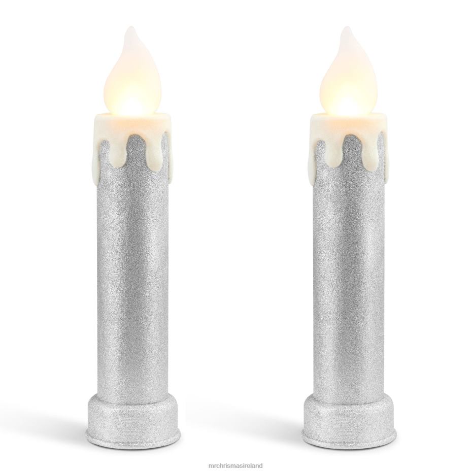 Mr. Christmas Decoration 24" Set of 2 Blow Mold Candles-Silver 000XL256