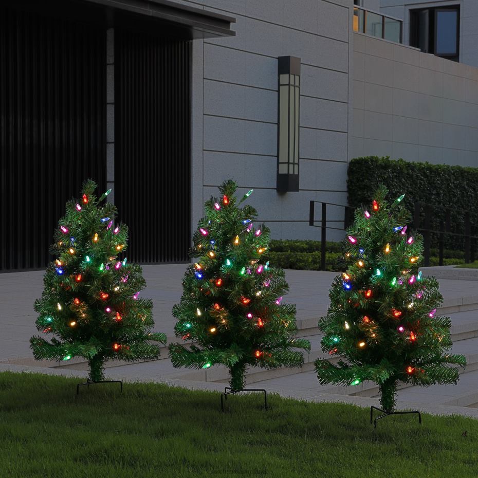 Mr. Christmas Decoration Alexa Enabled Pathway Christmas Trees-RGB Bulbs 000XL262