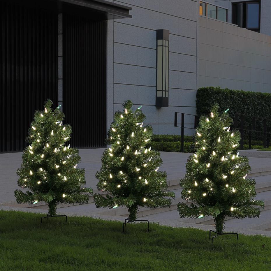 Mr. Christmas Decoration Alexa Enabled Pathway Christmas Trees-RGB Bulbs 000XL262