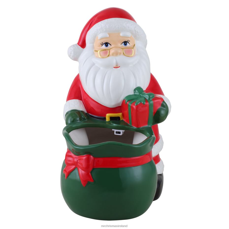 Mr. Christmas Decoration 12" Ceramic Musical Santa Bag Candy Bowl 000XL105