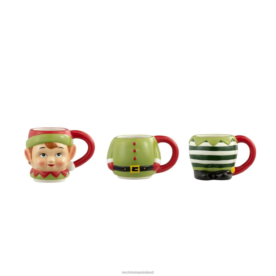 Mr. Christmas Decoration 12oz Set of 3 Ceramic Stacking Mugs-Elf 000XL78