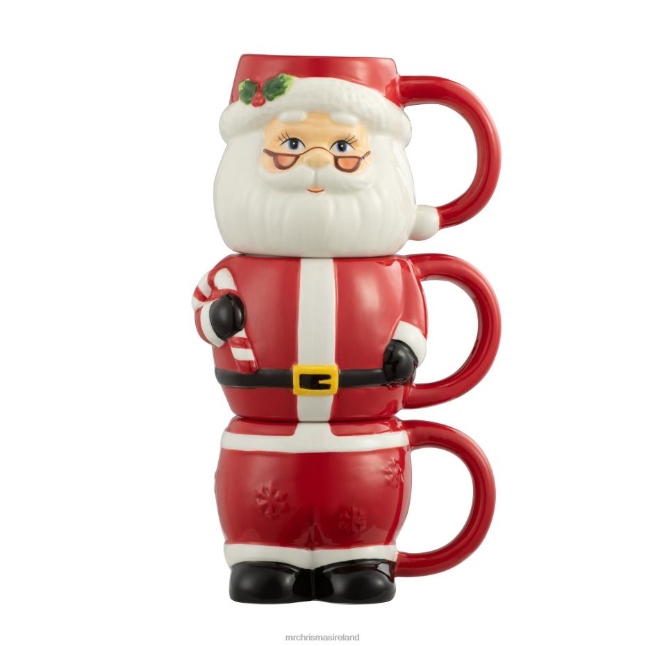 Mr. Christmas Decoration 12oz Set of 3 Ceramic Stacking Mugs-Santa 000XL79
