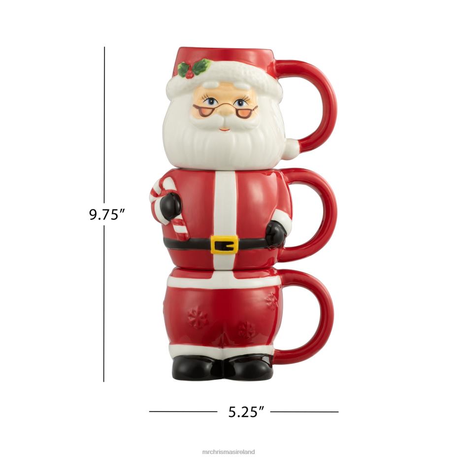 Mr. Christmas Decoration 12oz Set of 3 Ceramic Stacking Mugs-Santa 000XL79