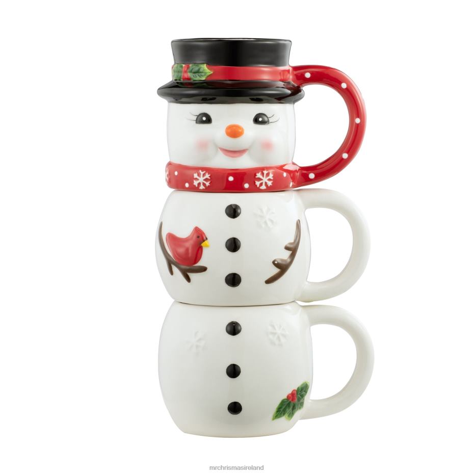 Mr. Christmas Decoration 12oz Set of 3 Ceramic Stacking Mugs-Snowman 000XL80
