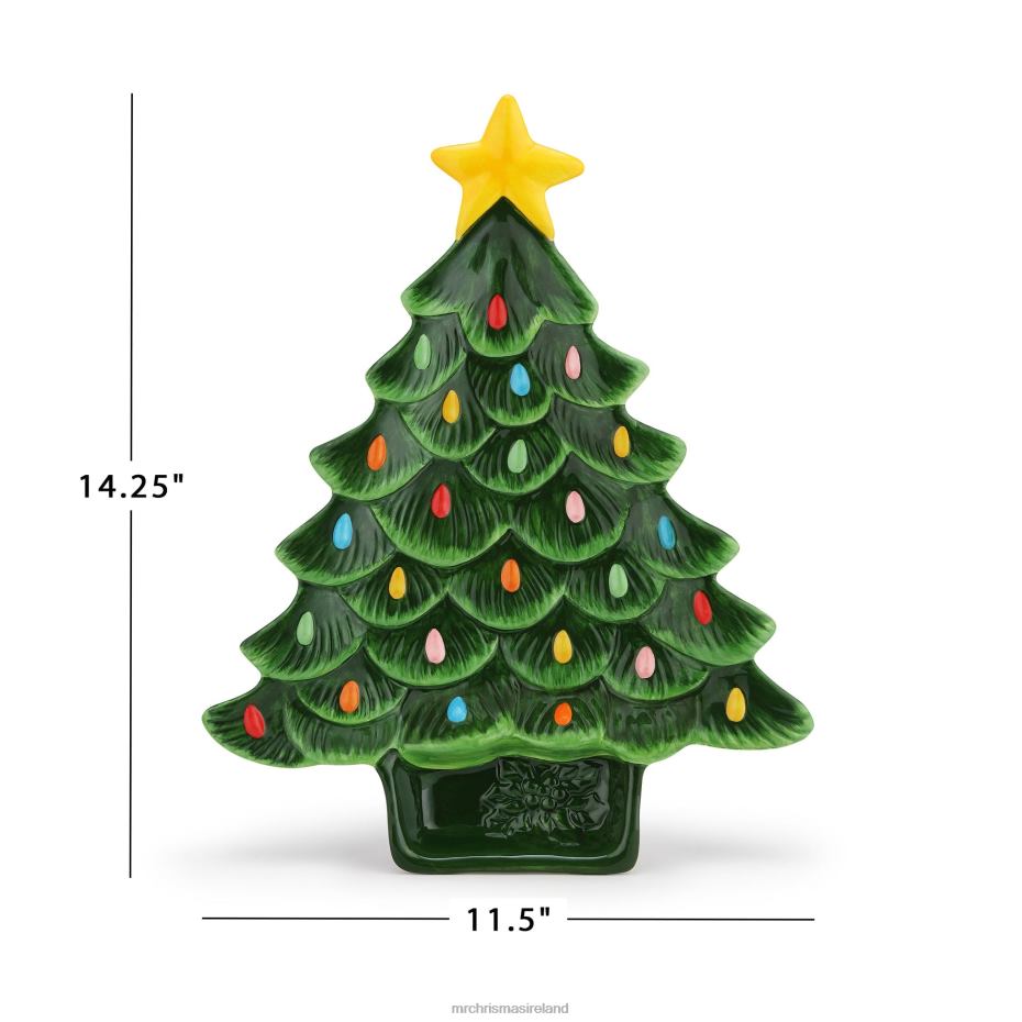 Mr. Christmas Decoration 14.25'' Nostalgic Ceramic Tree Dip Platter-Green 000XL98