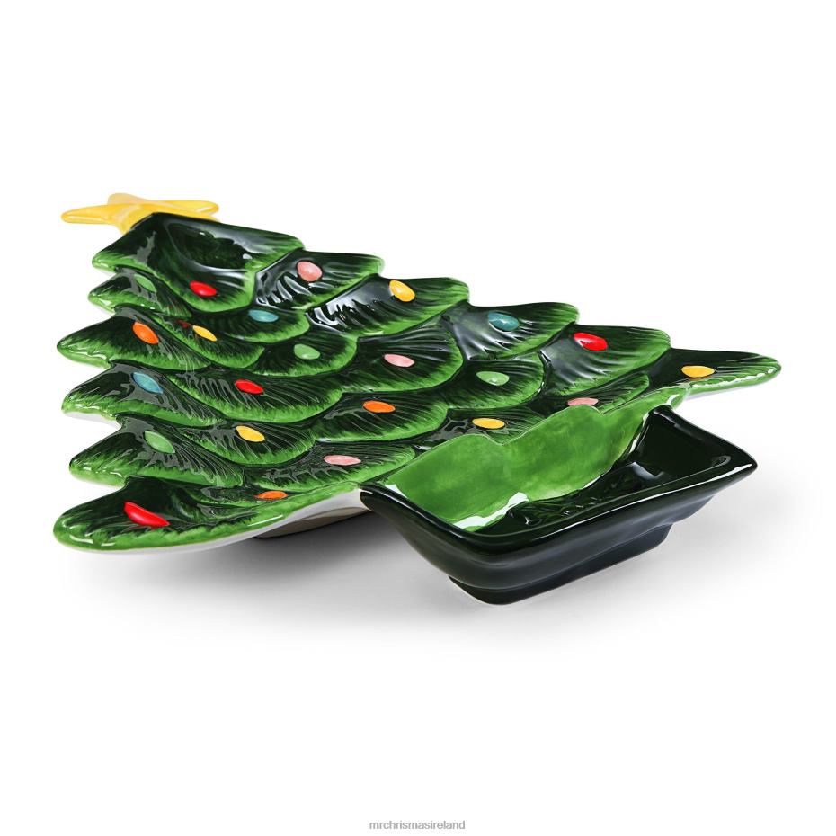 Mr. Christmas Decoration 14.25'' Nostalgic Ceramic Tree Dip Platter-Green 000XL98