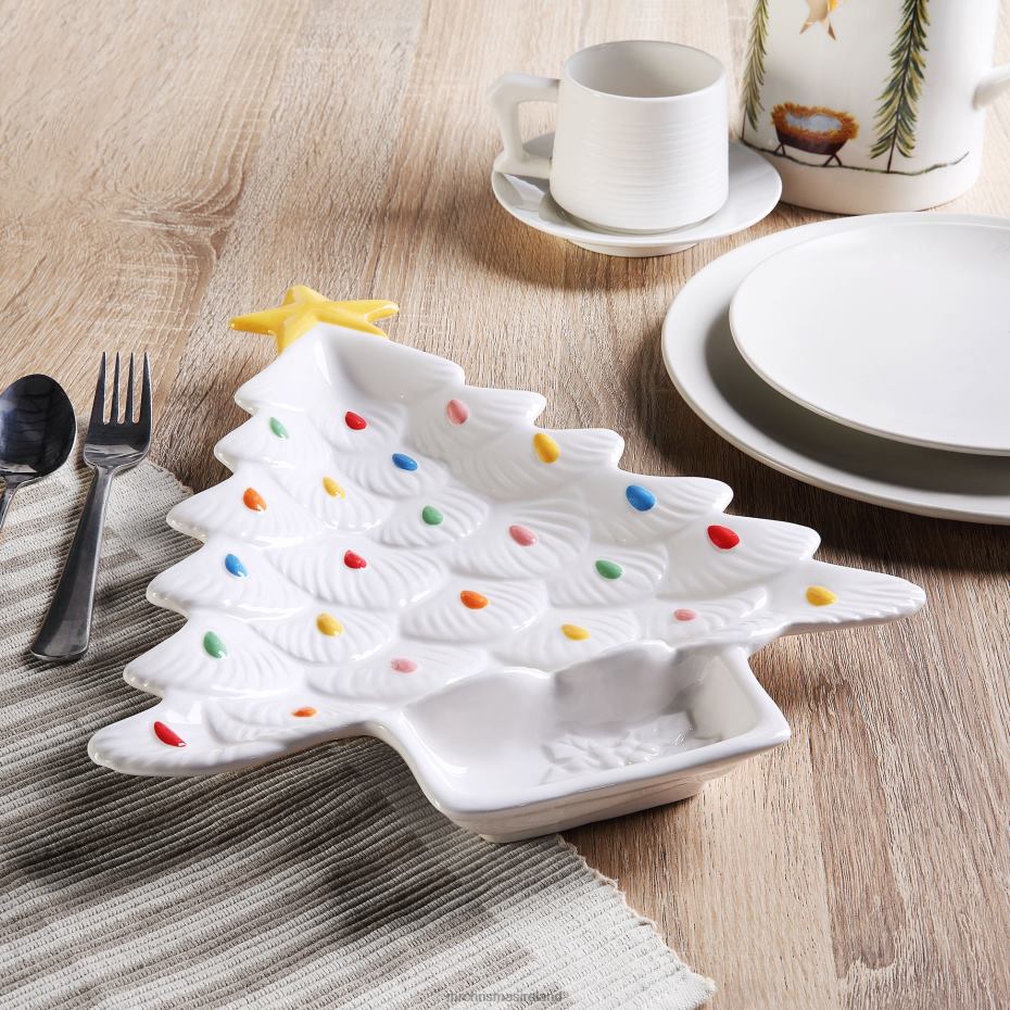 Mr. Christmas Decoration 14.25'' Nostalgic Ceramic Tree Dip Platter-White 000XL99