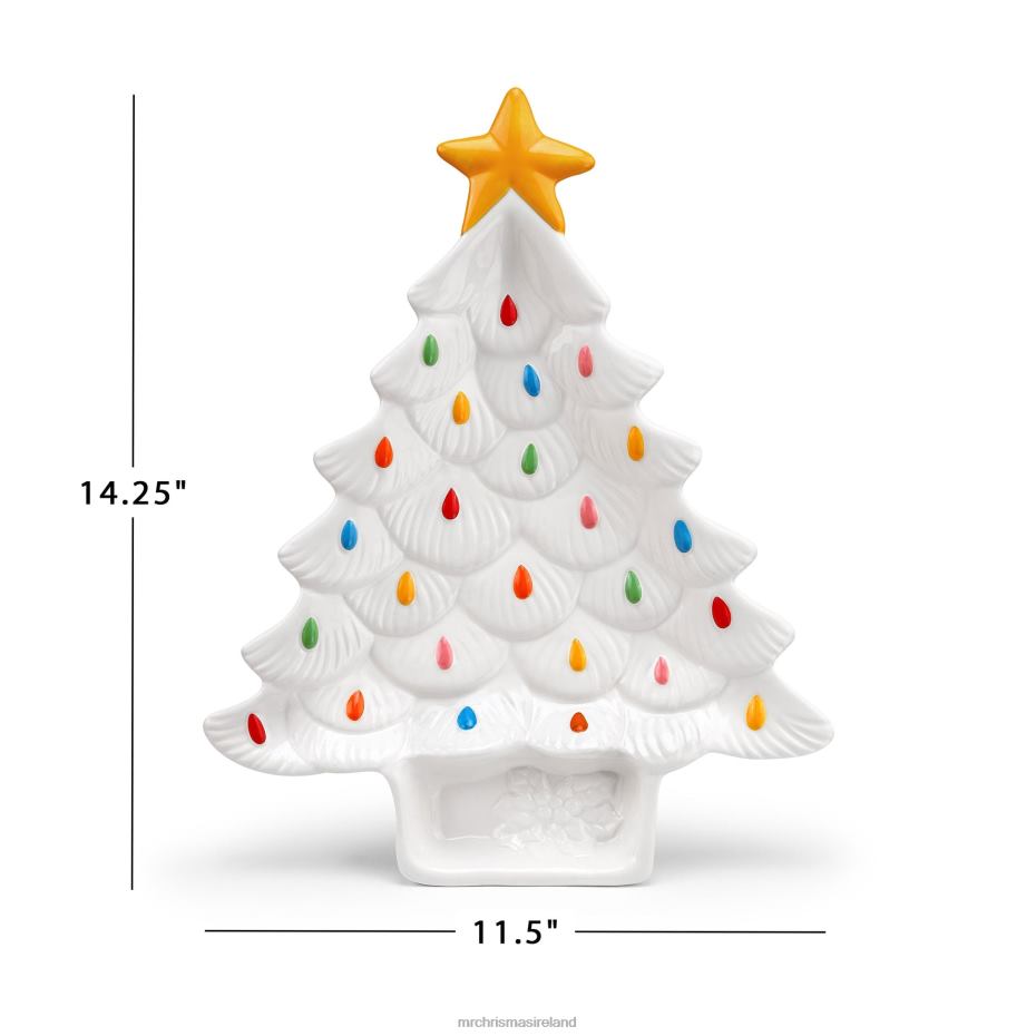 Mr. Christmas Decoration 14.25'' Nostalgic Ceramic Tree Dip Platter-White 000XL99