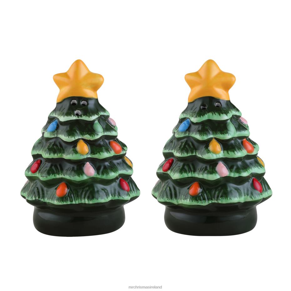 Mr. Christmas Decoration 3.75" Nostalgic Ceramic Tree Salt & Pepper Shakers-Green 000XL91