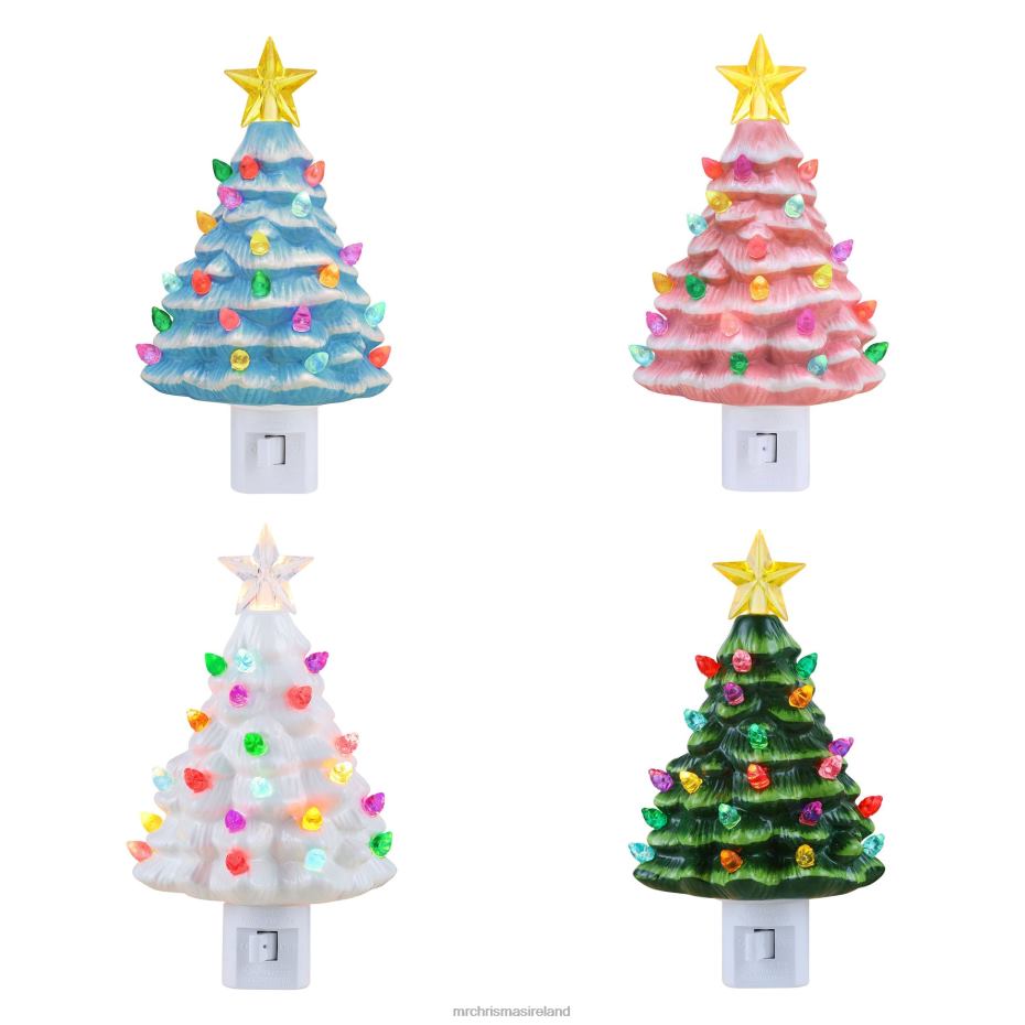 Mr. Christmas Decoration 6.5" Set of 4 Nostalgic Ceramic Lit Tree Nightlights 000XL124