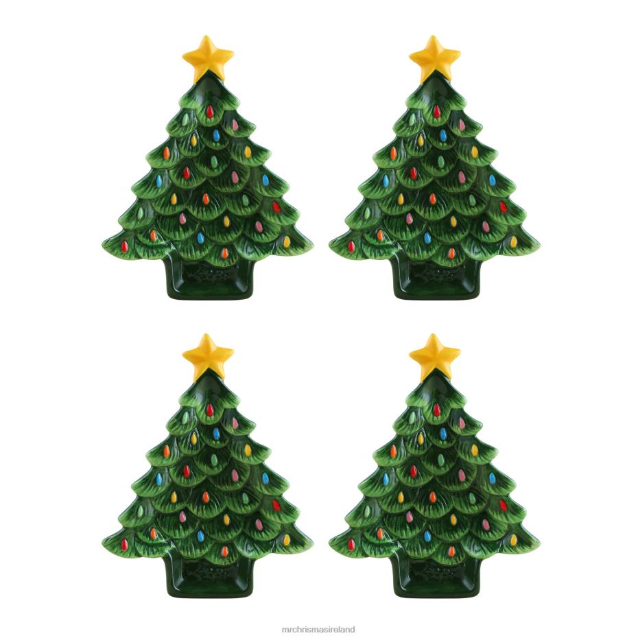 Mr. Christmas Decoration 8.75" Set of 4 Ceramic Nostalgic Tree Plates 000XL96
