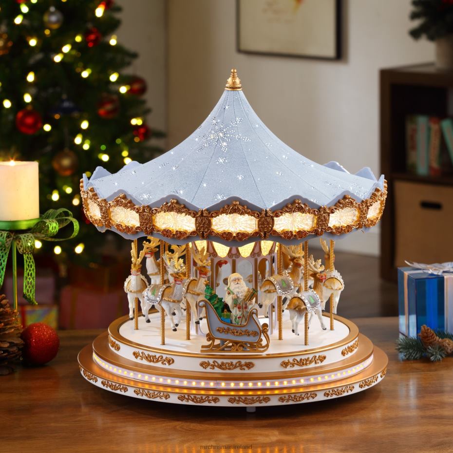 Mr. Christmas Decoration 90th Anniversary Collection-Animated & Musical Crystal Carousel, Ice Blue 000XL16