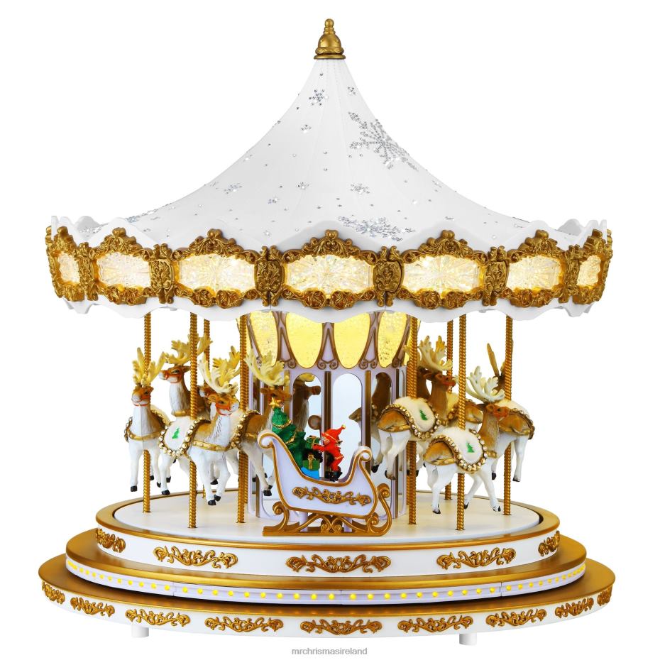 Mr. Christmas Decoration 90th Anniversary Collection-Animated & Musical Crystal Carousel, White 000XL17