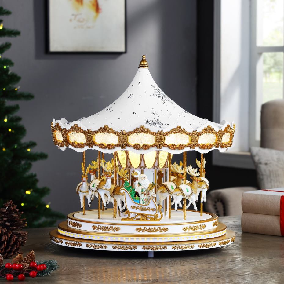 Mr. Christmas Decoration 90th Anniversary Collection-Animated & Musical Crystal Carousel, White 000XL17