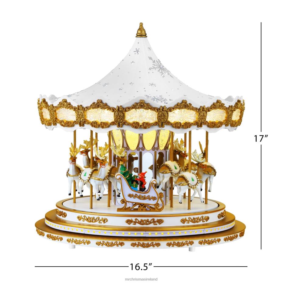 Mr. Christmas Decoration 90th Anniversary Collection-Animated & Musical Crystal Carousel, White 000XL17