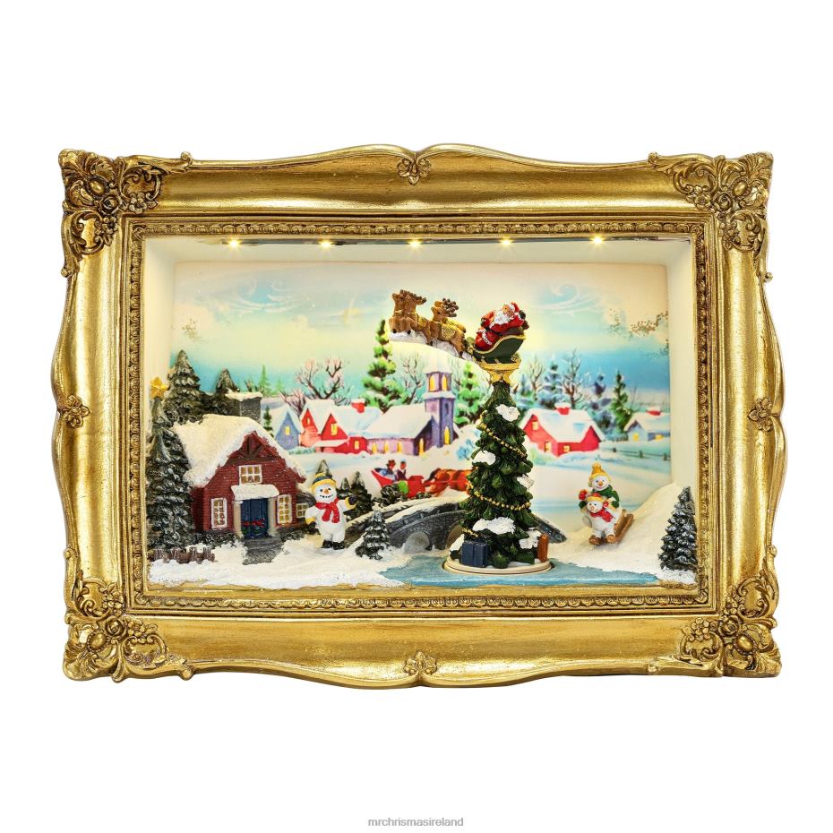 Mr. Christmas Decoration 90th Anniversary Collection-Animated & Musical Gold Frame Village Shadow Box 000XL11