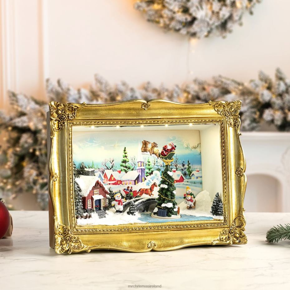 Mr. Christmas Decoration 90th Anniversary Collection-Animated & Musical Gold Frame Village Shadow Box 000XL11