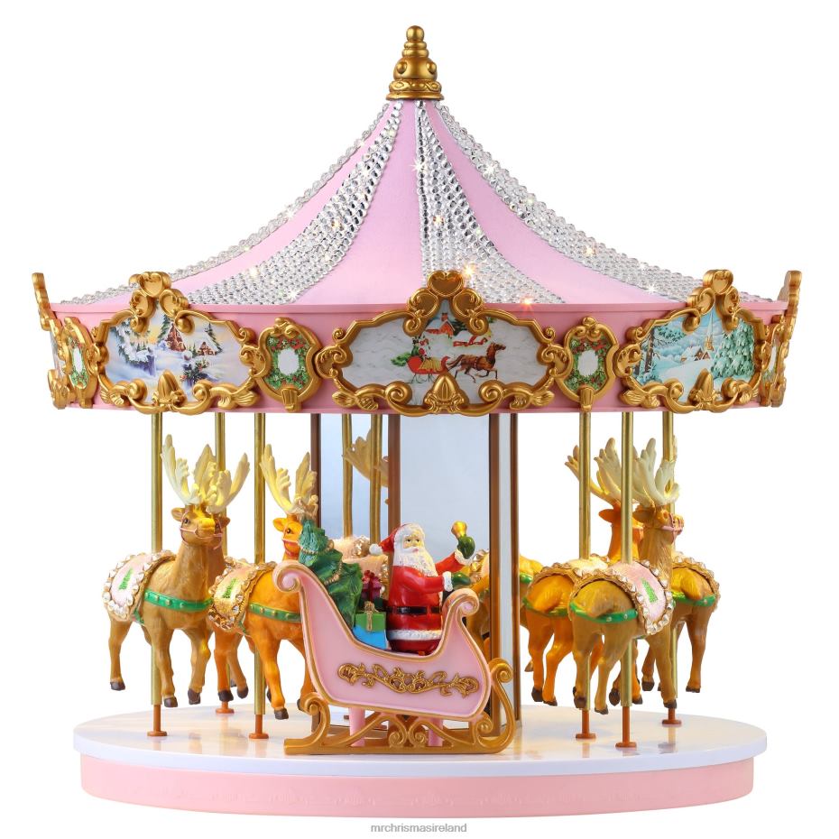 Mr. Christmas Decoration 12" Animated & Musical Pink Crystal Carousel 000XL26