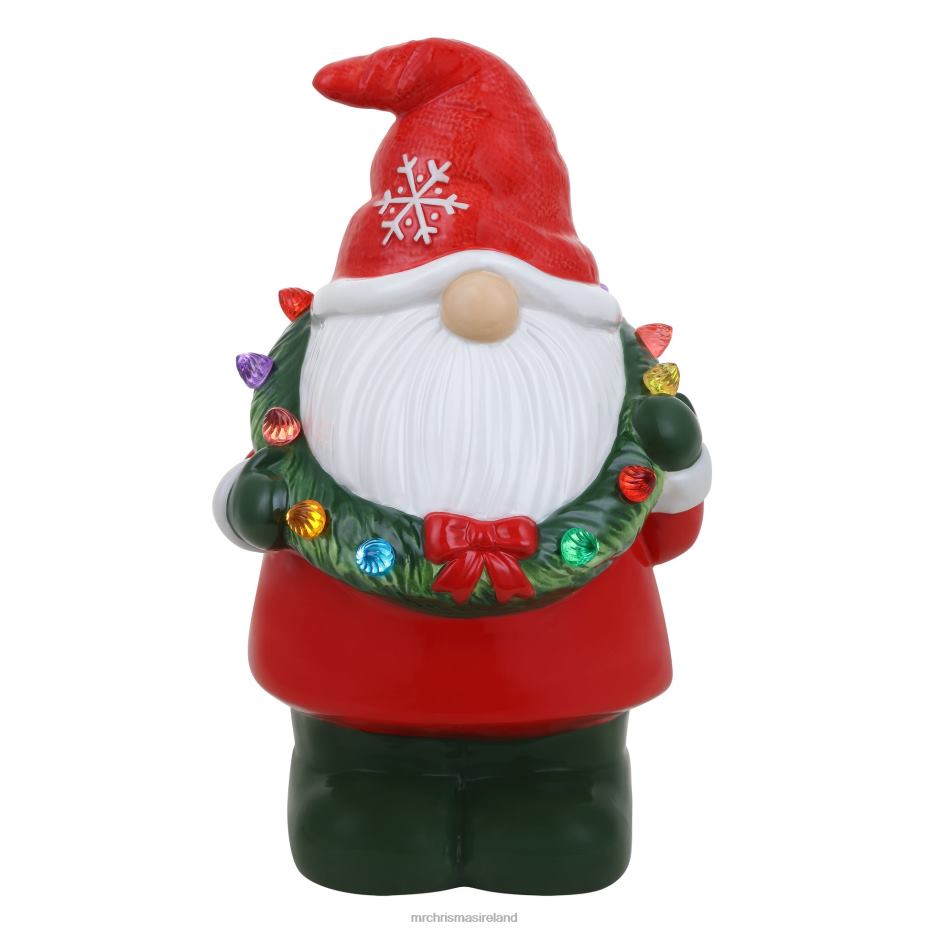 Mr. Christmas Decoration 12" Nostalgic Ceramic Figure-Gnome with Wreath 000XL73