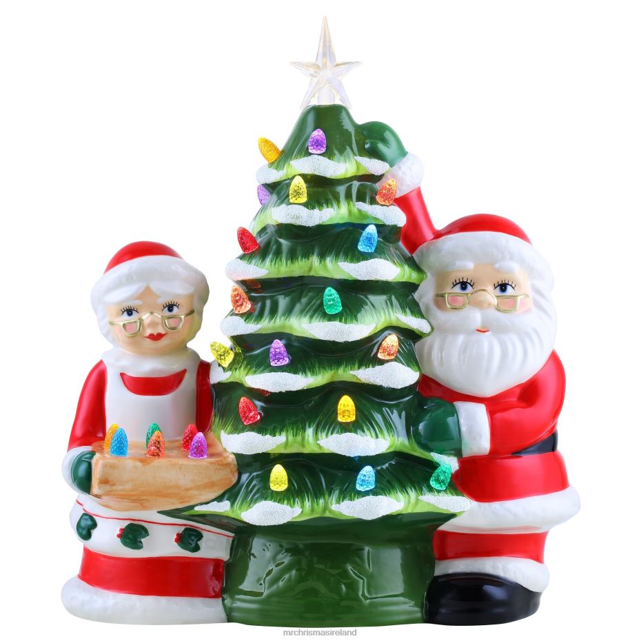 Mr. Christmas Decoration 12" Santa & Mrs Claus Nostalgic Ceramic Tree 000XL168