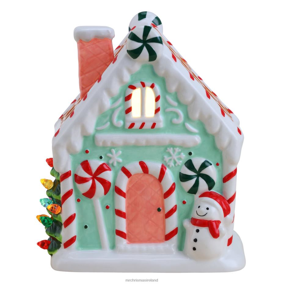 Mr. Christmas Decoration 7" Nostalgic Ceramic Lit Gingerbread House-Teal 000XL56