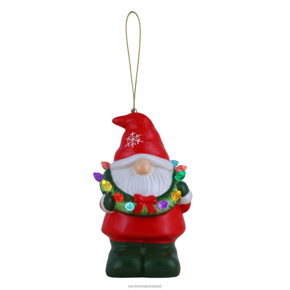 Mr. Christmas Decoration Mini Nostalgic Ceramic Figure-Gnome with Wreath 000XL70