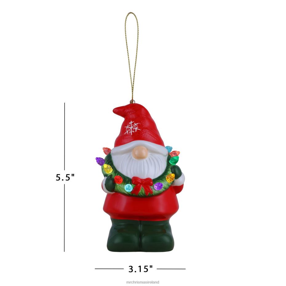 Mr. Christmas Decoration Mini Nostalgic Ceramic Figure-Gnome with Wreath 000XL70
