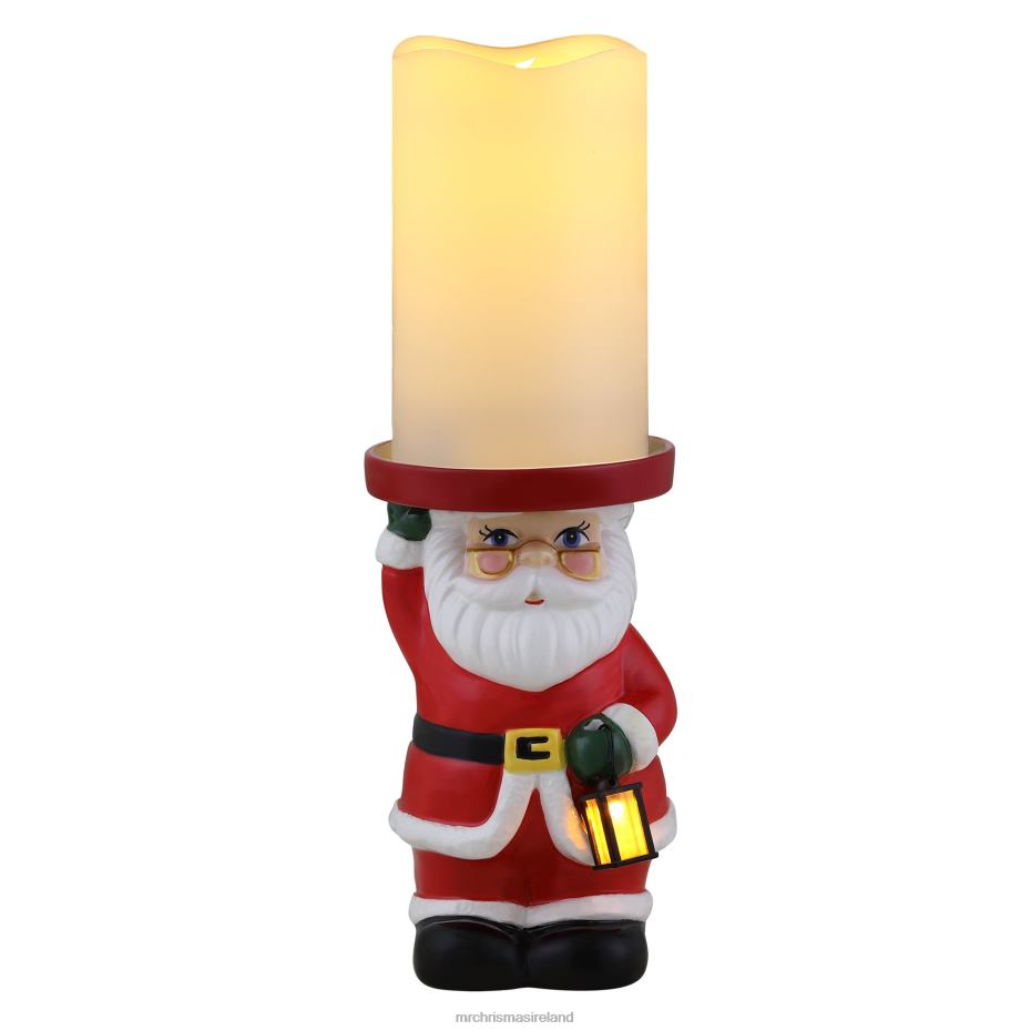 Mr. Christmas Decoration 6" Ceramic Lit Santa Candle Holder and Flameless Candle 000XL156