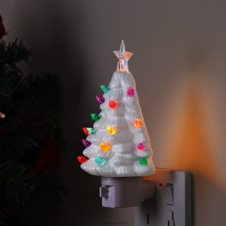 Mr. Christmas Decoration Set of 2 Nostalgic Ceramic Tree Nightlights-White 000XL242