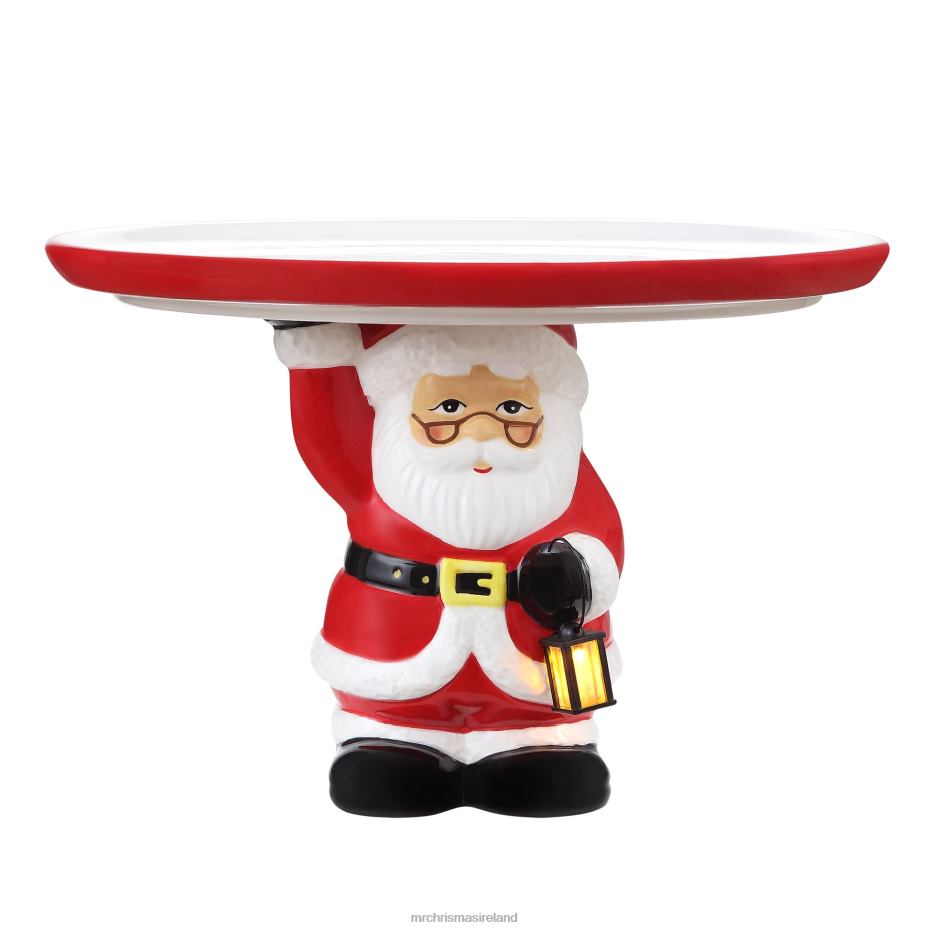 Mr. Christmas Decoration 10" Nostalgic Ceramic Cake Plate-White Santa 000XL107