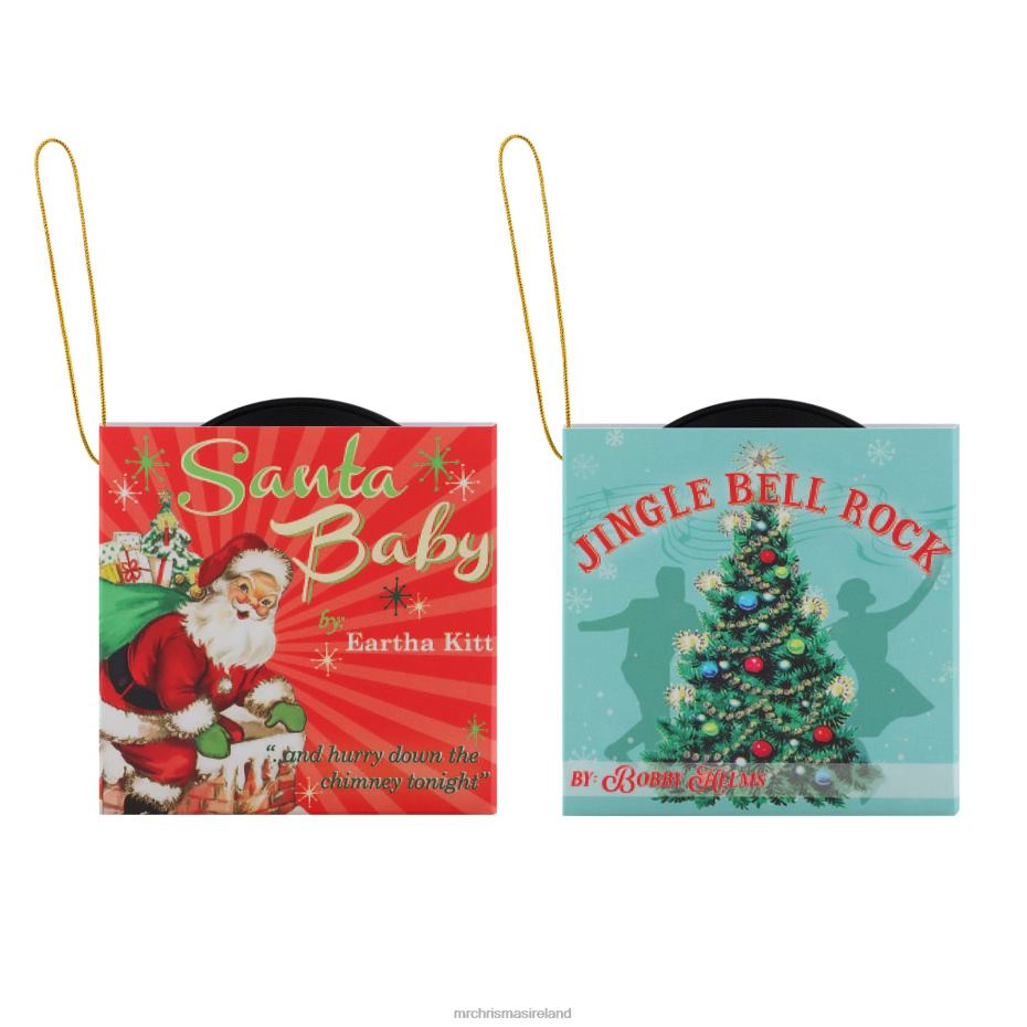 Mr. Christmas Decoration 3.4" Set of 2 Vintage Vinyl Record Ornaments 000XL147