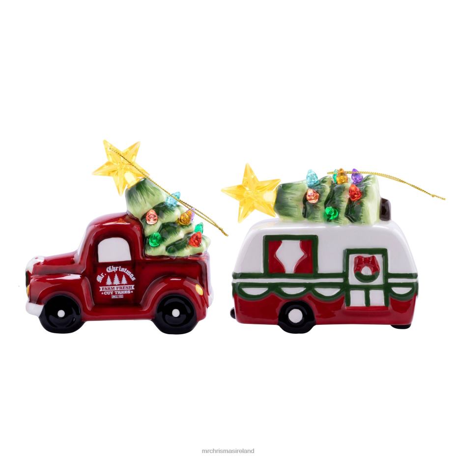 Mr. Christmas Decoration 4.5" Set of 2 Ceramic Retro Vehicle Ornaments 000XL141
