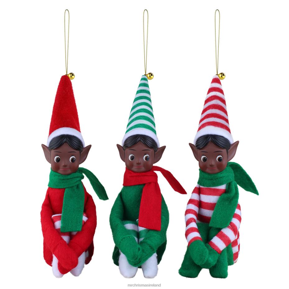 Mr. Christmas Decoration 6.5" Set of 3 Vintage Knee Hugging Elves-Black 000XL248