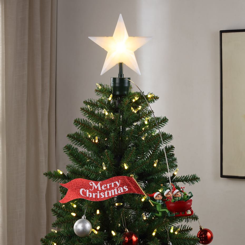 Mr. Christmas Decoration Animated Elves Sleigh Tree Topper with Banner 000XL160