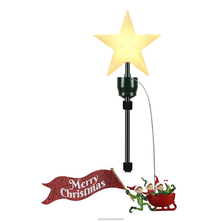 Mr. Christmas Decoration Animated Elves Sleigh Tree Topper with Banner 000XL160