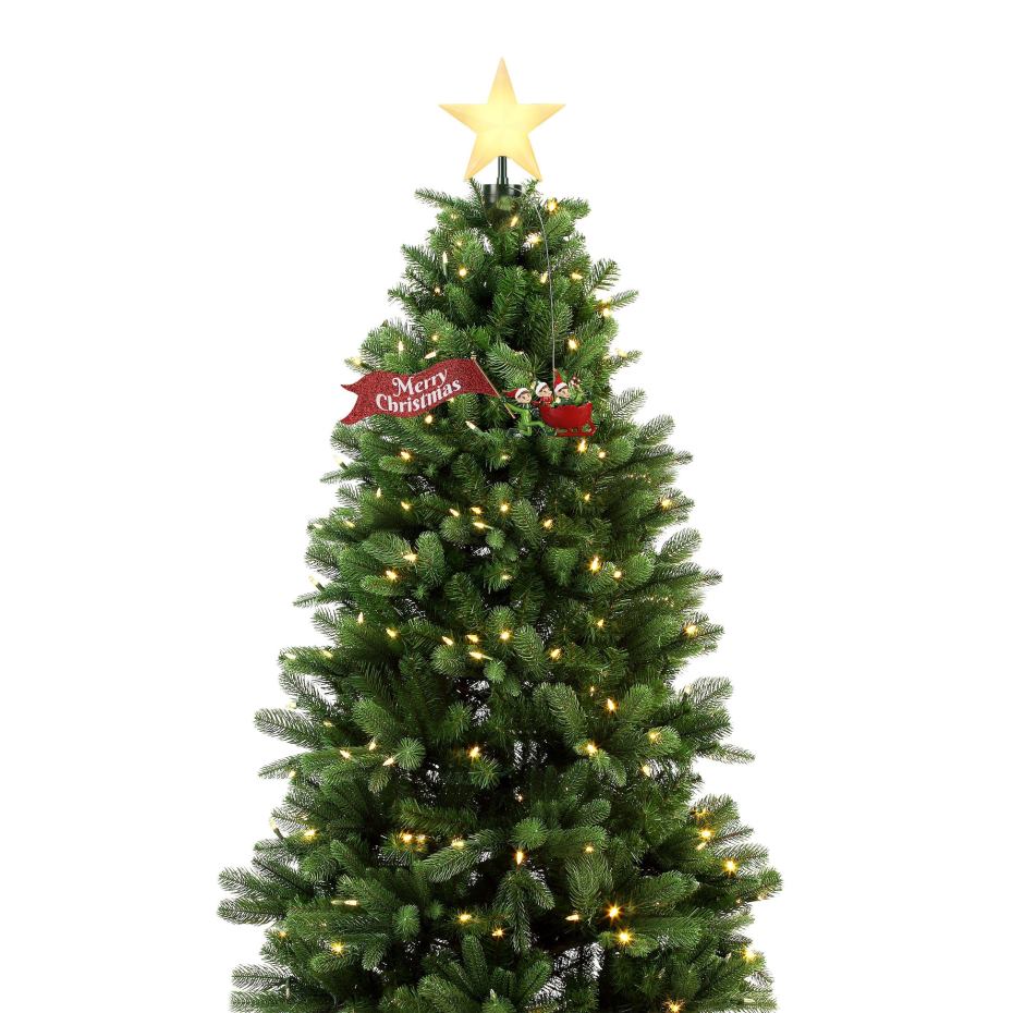 Mr. Christmas Decoration Animated Elves Sleigh Tree Topper with Banner 000XL160